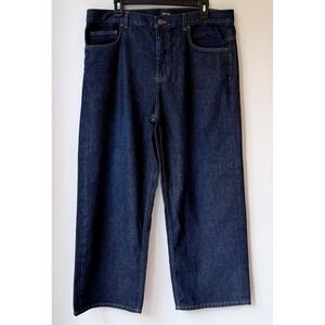 ME + EM High Rise Wide Leg Jeans 32 Dark Wash Denim Preppy